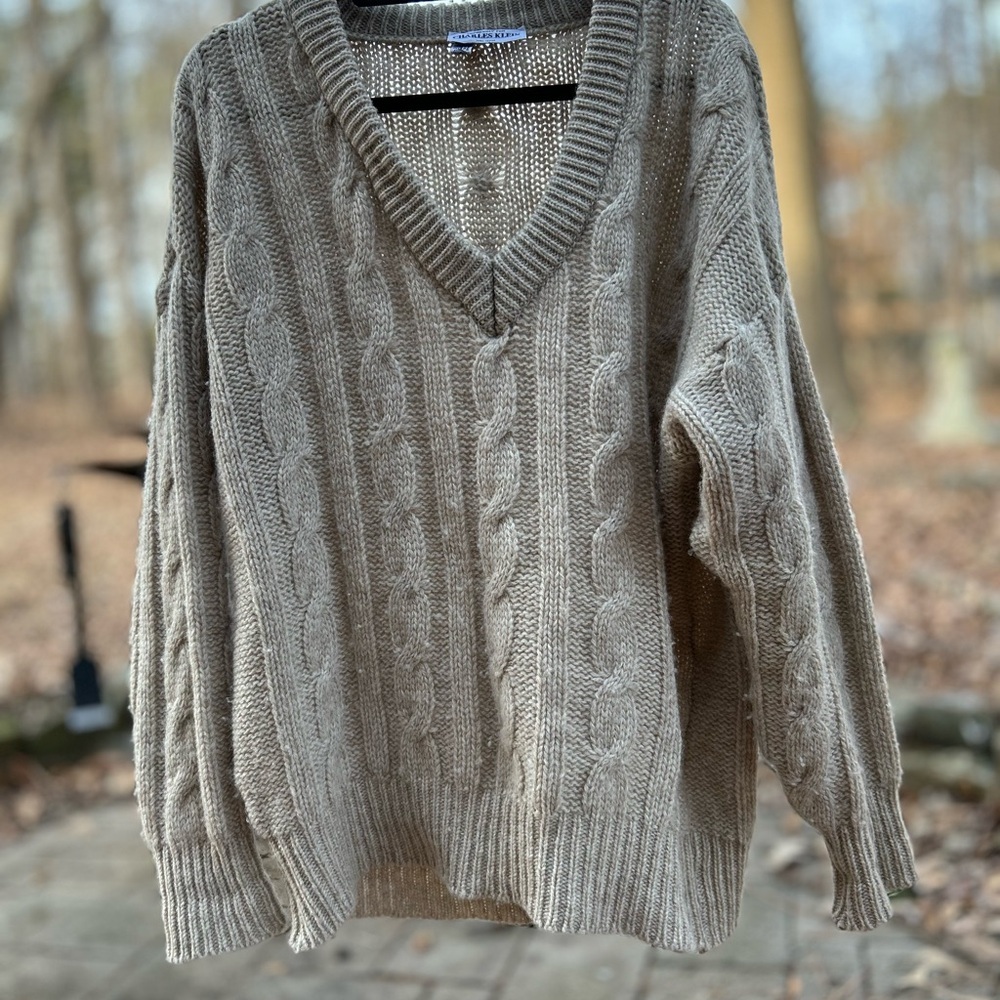 Vintage wool Men's Cream Sweater xl